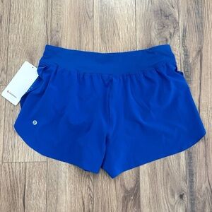 NWT Lululemon Fast And Free High Rise Split Shorts 3" In Galactic Cobalt Large